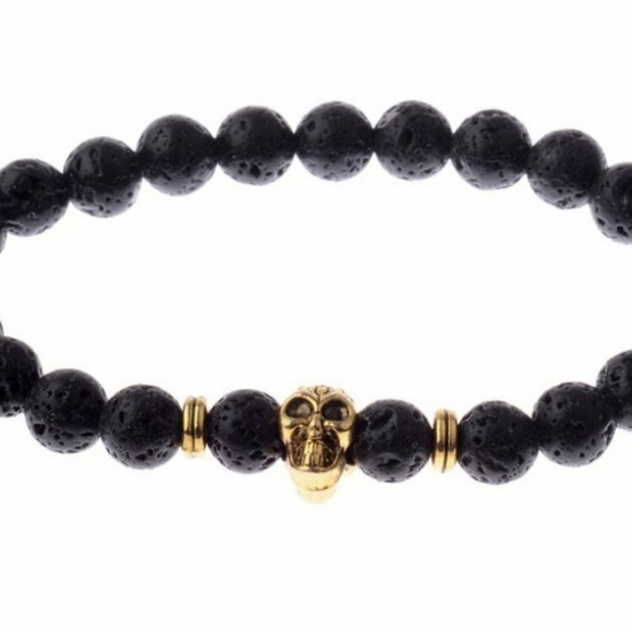 Other - NWOT Gold Skull Lava Rock Diffuser Bracelet